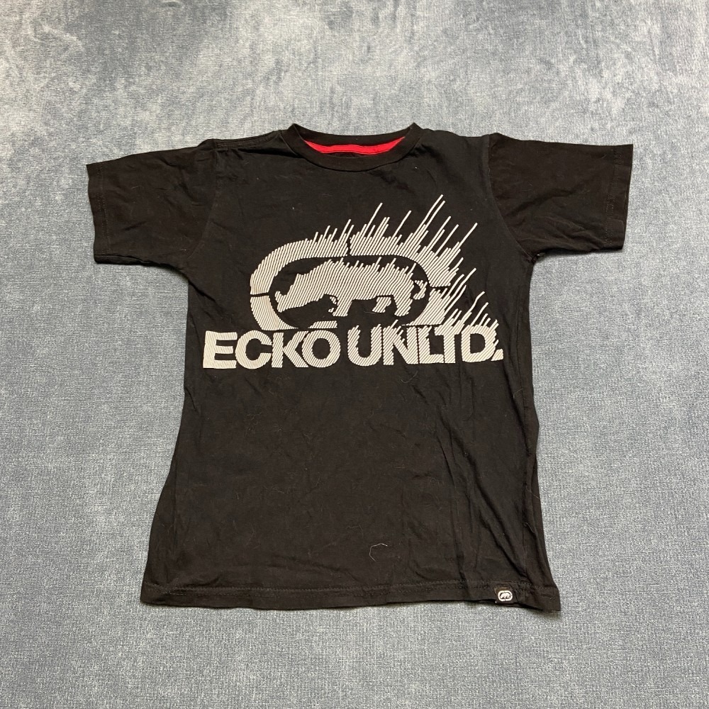 Ecko Unltd. T Shirt Boys Small 8 Black Cotton Rhino Logo Streetwear Short Sleeve